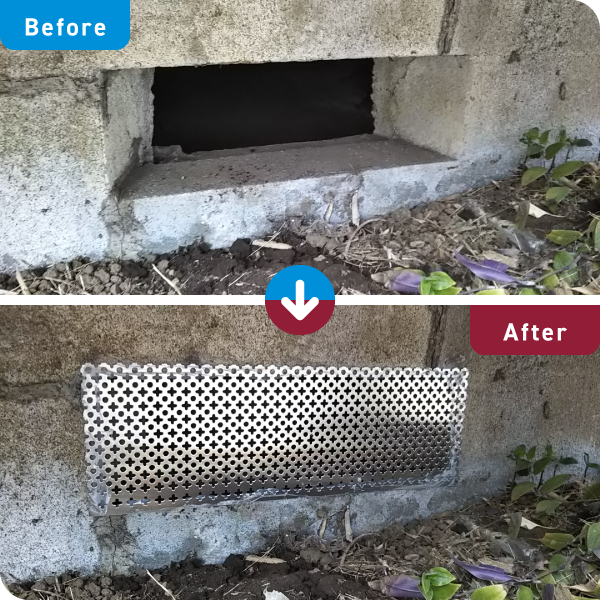 ネズミ対策の通風口塞ぎ