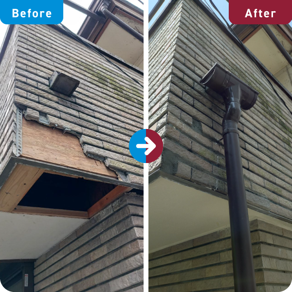雨樋設置と外壁補修